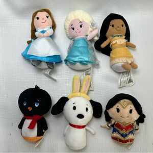 Lot Of 6 Hallmark Itty Bittys & Just Play Dolls Snoopy Wonder Women Princesses